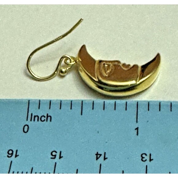 New Gold Over 925 Silver Moon Earrings – Crescent Drop Design, 1.25 Inches - Picture 2 of 6